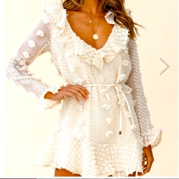 Indikah By Angel Biba Dresses & Skirts - Indikah By Angel Biba‎ White Fairy/Cottage Core Ruffle Chiffon Dress NWT Size M